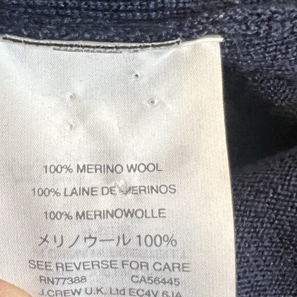 J. Crew Women’s Merino Wool V Neck Small  Sweater drawstring sleeves Navy Blue - Picture 6 of 11
